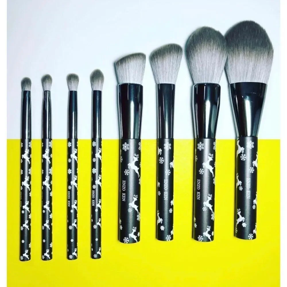 Luxury Enzo Ken 9pcs Professional Snowflake Cosmetic Makeup Brush Set With Case